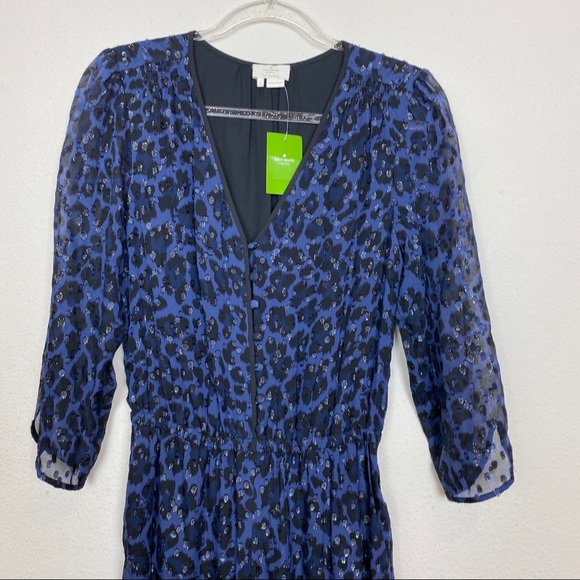 - Kate Spade leopard print clip dot jumpsuit long sleeve navy polka dot size4 - Picture 4 of 7